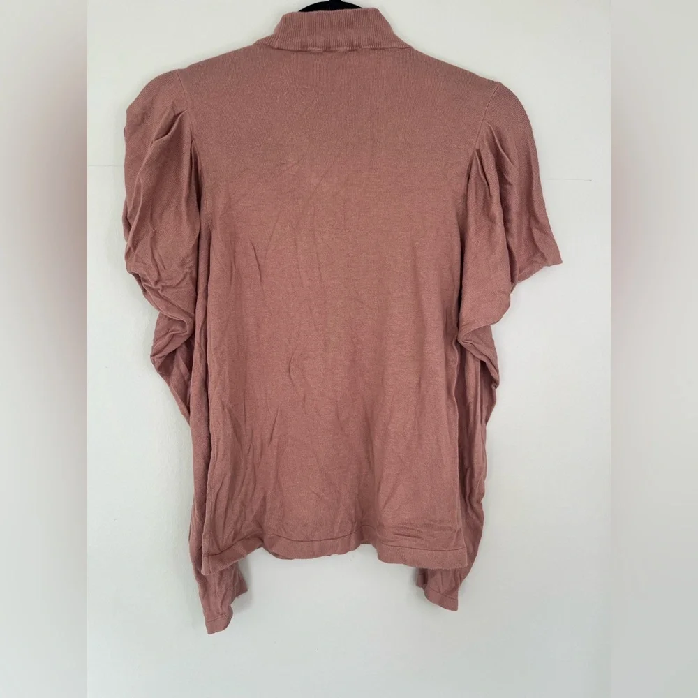 Vince Camuto Puff Sleeve Mock Neck Sweater Dusty Rose Pink Womens Size XS